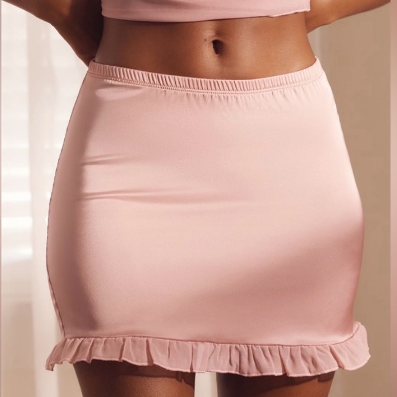 Nwt Anthropologie Ruffle Mini Skirt In Light Pink